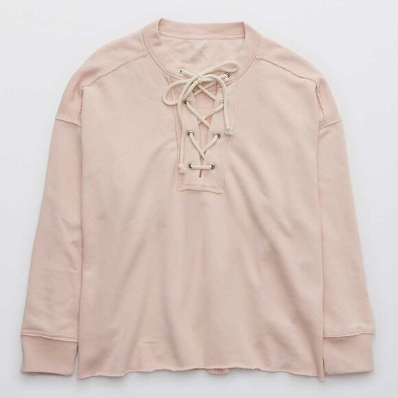 aerie Tops - Aerie Sunday Soft Lace Up Sweatshirt